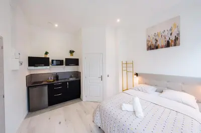 Cuisine ou kitchenette dans l'établissement Le petit joyau de Voltaire