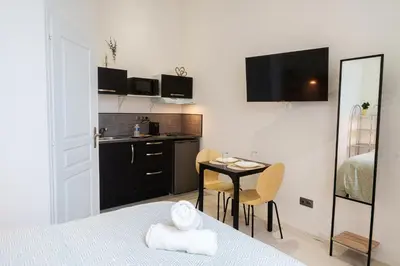 Cuisine ou kitchenette dans l'établissement Le petit joyau de Voltaire