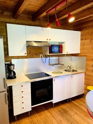 Cuisine ou kitchenette dans l'établissement Charmant chalet en bois