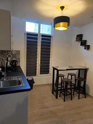 Cuisine ou kitchenette dans l'établissement Hamdan Suite