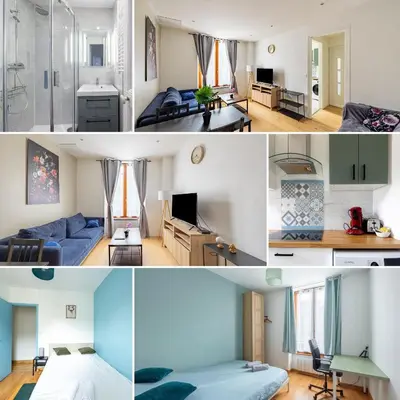 Un ou plusieurs lits dans un hébergement de l'établissement Calme Appart - Centre ville - Cozy Houses