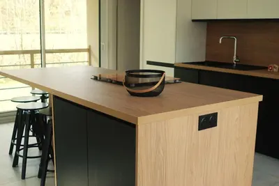 Cuisine ou kitchenette dans l'établissement La hal'te verte