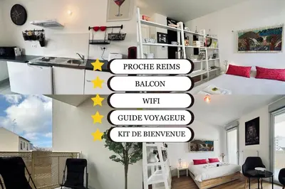 Cuisine ou kitchenette dans l'établissement Bleuets studio cosy neuf terrasse proche centre