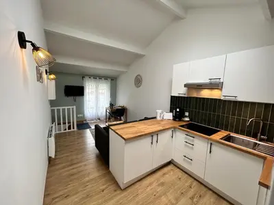 Cuisine ou kitchenette dans l'établissement Belin Cool terrasse et parking proche centre ville