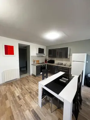Cuisine ou kitchenette dans l'établissement Appartement avec terrasse