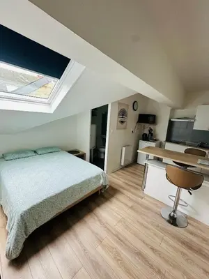 Un ou plusieurs lits dans un hébergement de l'établissement Le studio du moulin