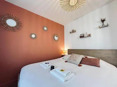 Un ou plusieurs lits dans un hébergement de l'établissement Chez Cath Studio neuf cosy proche centre-ville