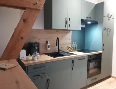 Cuisine ou kitchenette dans l'établissement Appartement La Buissonnière