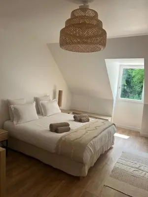 Un ou plusieurs lits dans un hébergement de l'établissement Villa Marine, Jacuzzi, 25' Disneyland