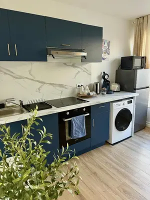 Cuisine ou kitchenette dans l'établissement La Grèce - Appartement chaleureux en hypercentre