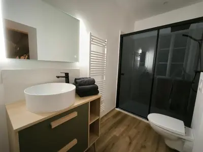 Salle de bains dans l'établissement Gîte Champagne Philippe Moutardier - Chambre Cépage