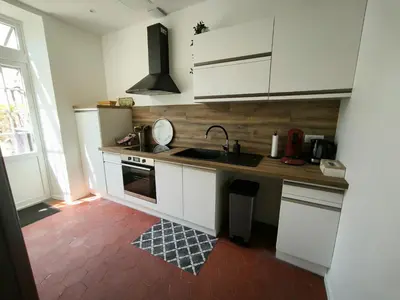 Cuisine ou kitchenette dans l'établissement Gîte Champagne Philippe Moutardier - Chambre Réserve