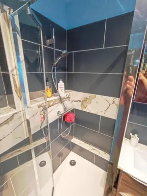 Salle de bains dans l'établissement Idéal famille, proche gare et centre-ville, parking gratuit