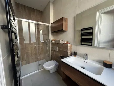 Salle de bains dans l'établissement LE PALAIS DE LEO Luxury Apt Epernay Hyper center 4P Balcony AC