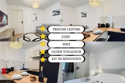 Un ou plusieurs lits dans un hébergement de l'établissement 4 clairmarais T2 chic et cocooning proche centre