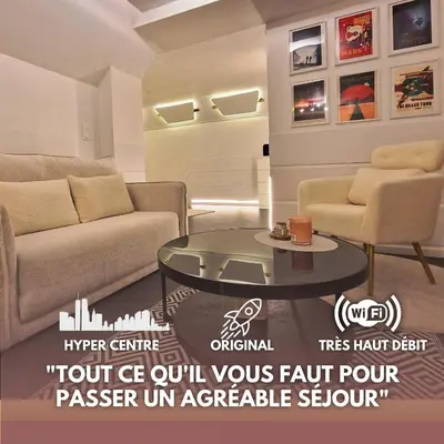 Coin salon dans l'établissement Gite Urbain - Asclepios