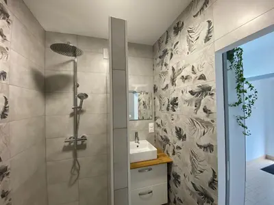 Salle de bains dans l'établissement Gîte du Saule du Magne 2 personnes