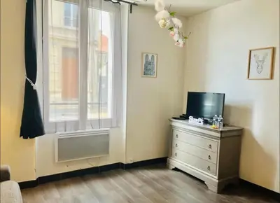 Télévision ou salle de divertissement dans l'établissement Coquebert studio confortable proche centre ville
