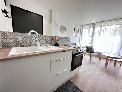 Cuisine ou kitchenette dans l'établissement Moisson une pépite au centre ville avec parking