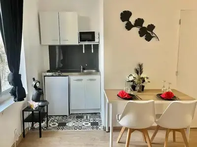 Cuisine ou kitchenette dans l'établissement Tulipe 14 cocon romantique proche centre-ville