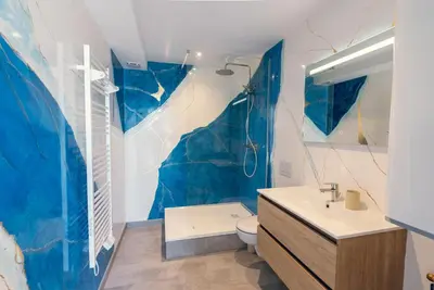 Salle de bains dans l'établissement La simplicité, climatisé avec entrée autonome
