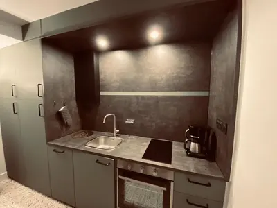 Cuisine ou kitchenette dans l'établissement La P'tite Maison Vaudon