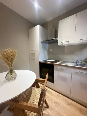 Cuisine ou kitchenette dans l'établissement Suite Élan by CollectionAura - Hypercentre Charleville-Mézières