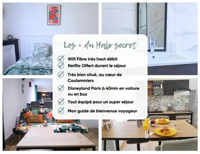 Un ou plusieurs lits dans un hébergement de l'établissement Le Halo Secret, 40min de Disney, 5 min du centre Coulommiers