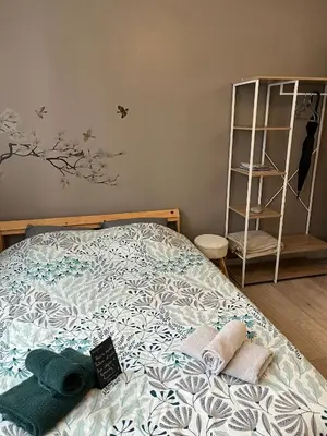 Un ou plusieurs lits dans un hébergement de l'établissement Charmant studio cosy à 5 min du centre d'Épernay