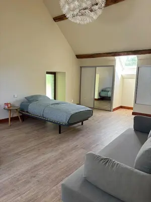 Coin salon dans l'établissement Le Mondementais - Gîte en Champagne avec piscine