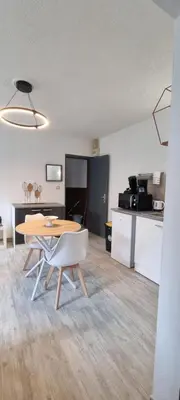 Cuisine ou kitchenette dans l'établissement Iris centre-ville T2 rénové cocon cosy parking 35 m2