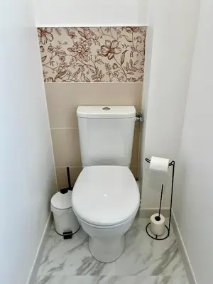 Salle de bains dans l'établissement Au charme de Rilly