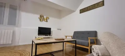 Télévision ou salle de divertissement dans l'établissement Emy centre-ville T3 rénové cocon cosy parking 50 m2