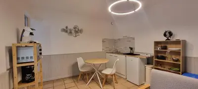 Cuisine ou kitchenette dans l'établissement Lys rdc centre-ville T2 rénové cocon cosy parking 34m2