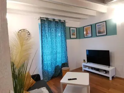 Télévision ou salle de divertissement dans l'établissement Charmant appartement au coeur de Château-Thierry