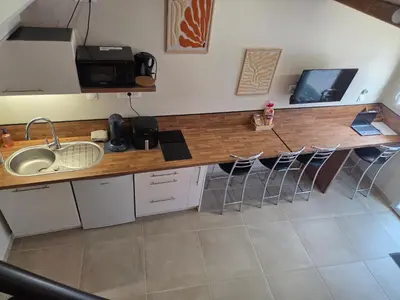 Cuisine ou kitchenette dans l'établissement Le nid de Champaubert