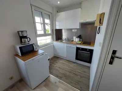 Cuisine ou kitchenette dans l'établissement Gîte St Gobain