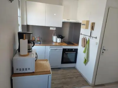 Cuisine ou kitchenette dans l'établissement Gîte St Gobain
