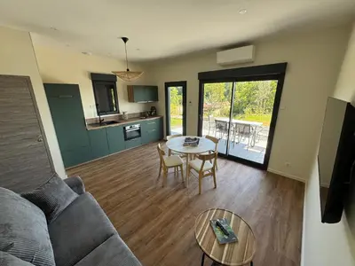 Cuisine ou kitchenette dans l'établissement L'Orée Lodge