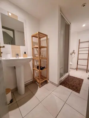 Salle de bains dans l'établissement Triplex bohème près du Château à Sedan, idéal 2 couples, ONLY ADULTS