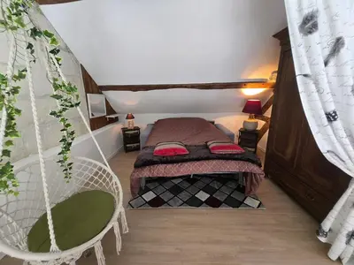 Un ou plusieurs lits dans un hébergement de l'établissement Gîte Ma Campagne - Avec sauna