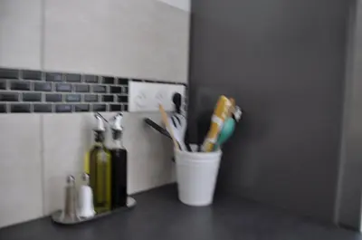 Cuisine ou kitchenette dans l'établissement Appartement avec Jardin