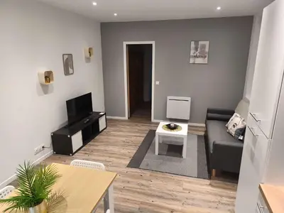 Télévision ou salle de divertissement dans l'établissement Appart budget avec parking au centre-ville