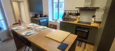 Cuisine ou kitchenette dans l'établissement Le relais de Victor et son garage à vélos