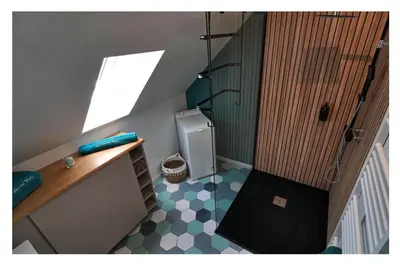 Salle de bains dans l'établissement Les clés du matz