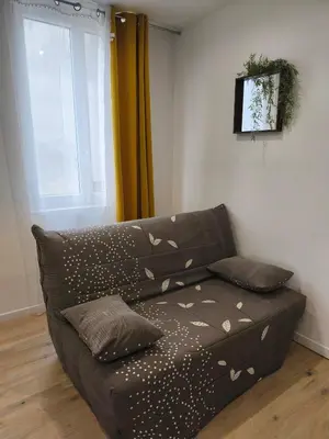 Coin salon dans l'établissement Studio Chic avec parking au centre ville