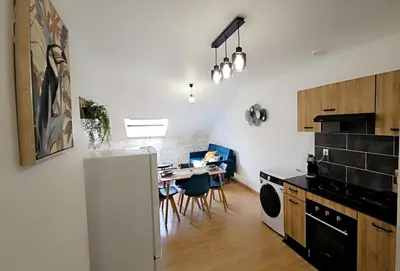 Cuisine ou kitchenette dans l'établissement Appartement cosy avec bureau 35m2 au 2e étage