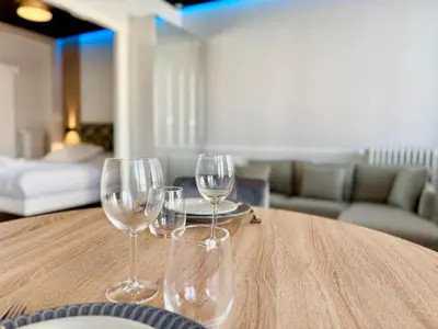 Coin salon dans l'établissement Wellness Suite Ponsardin 2 - Reims Centre