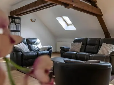 Coin salon dans l'établissement Maison de campagne au cœur des vignes