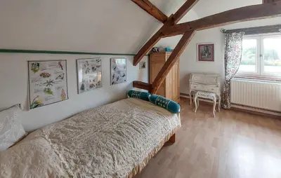 Un ou plusieurs lits dans un hébergement de l'établissement Charmante Longère En Campagne